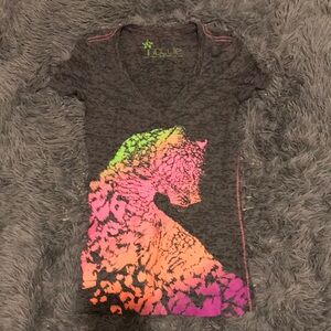 Nollie Gray Tee with Neon Leopard Design